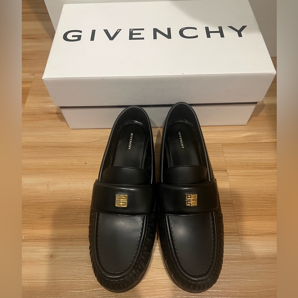 Givenchy Black Leather Slip-On Loafers
